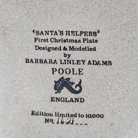 1978 Santa's Helpers Cats First Christmas Collector Plate Poole Pottery England - Picture 8 of 10